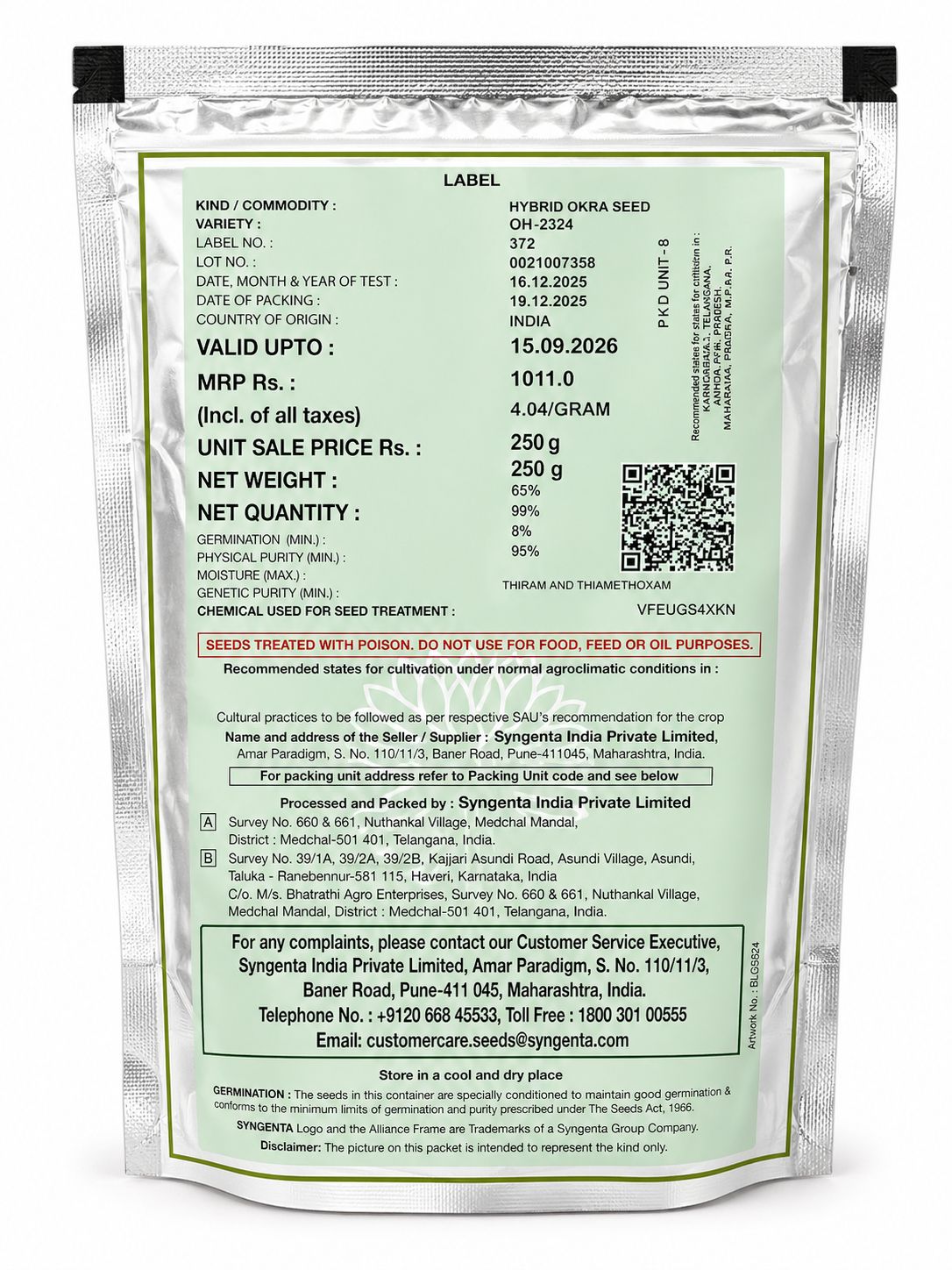 Syngenta Okra Hybrid Seeds OH 2324 (Bhindi) 250GM