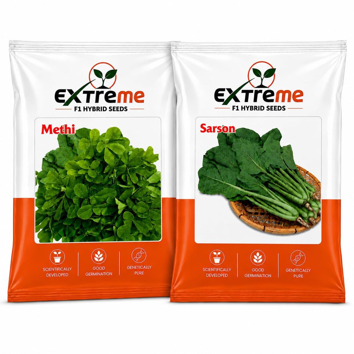 Extreme F1 Hybrid Methi & Sarson Seeds Combo Pack 30g (15g Each) | Fenugreek & Mustard Seeds | Vegetable Seeds for Home, Kitchen & Terrace Garden