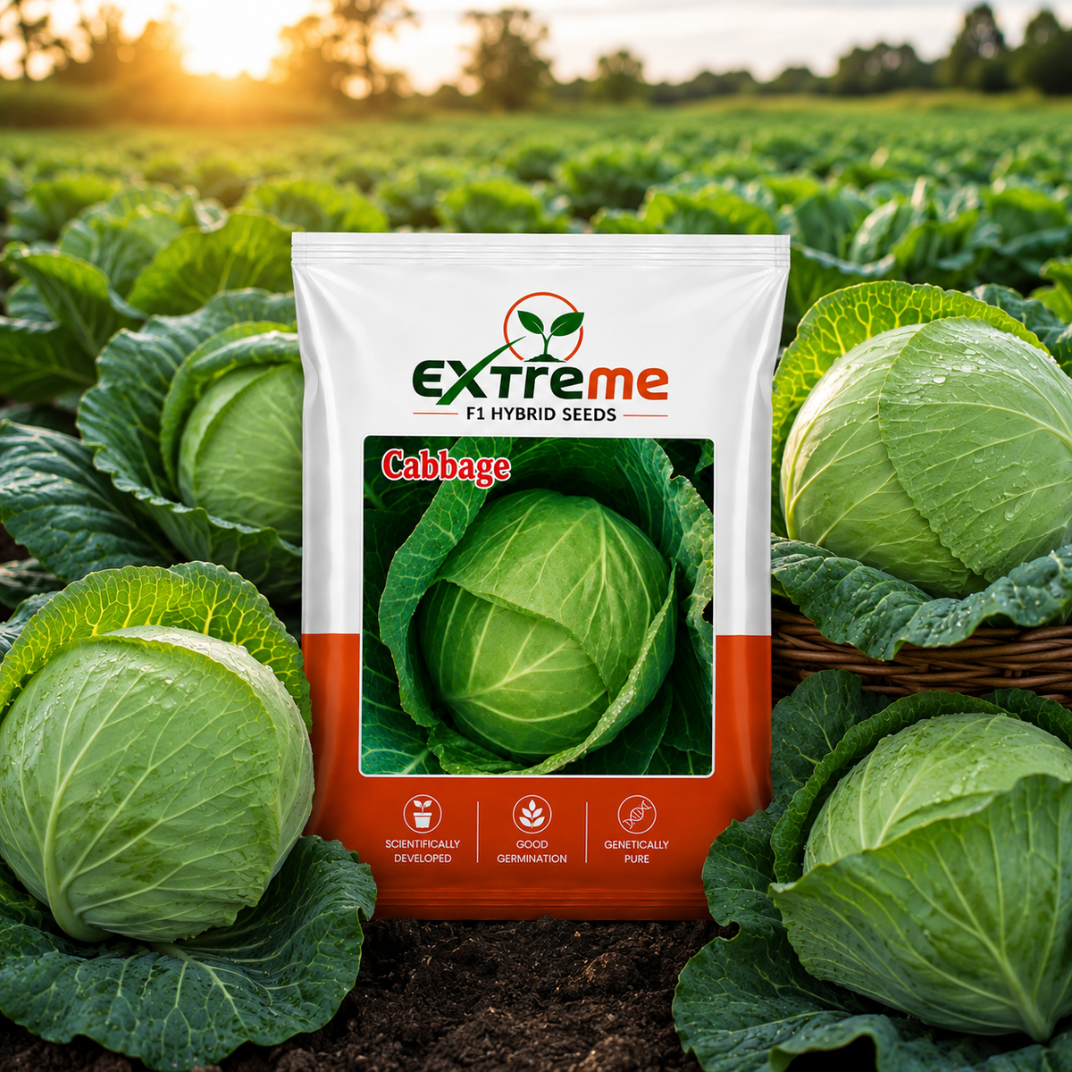 Extreme F1 Hybrid Cabbage Seeds 1 Gram (1000 mg) | Patta Gobhi Vegetable Seeds for Home, Kitchen Garden & Farming | Good Germination & Genetically Pure Seeds