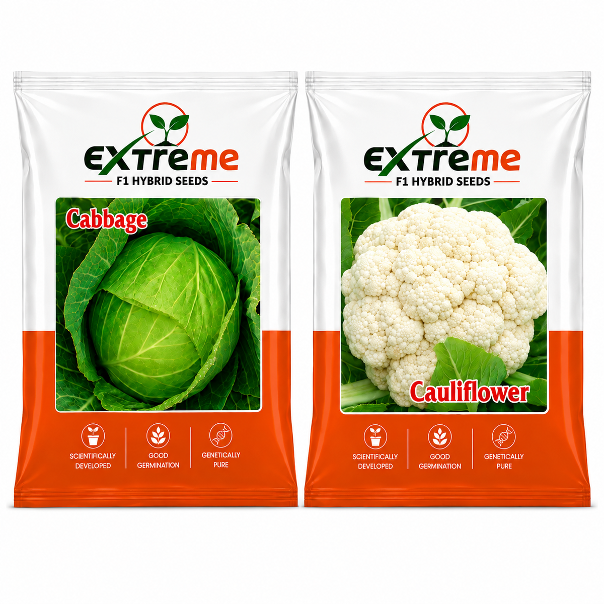 Extreme F1 Hybrid Cabbage & Cauliflower Seeds Combo Pack 2g (1g + 1g) | Vegetable Seeds for Home, Kitchen & Terrace Garden | Cabbage and Cauliflower Seeds