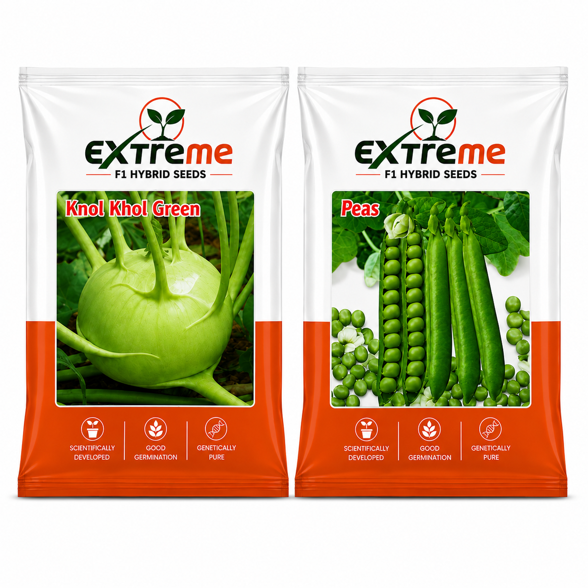 Extreme F1 Hybrid Knol Khol Seeds 1 GM + Peas Seeds 20 GM Combo | Kohlrabi & Green Peas Vegetable Seeds | Home Kitchen Terrace Garden | Outdoor Gardening