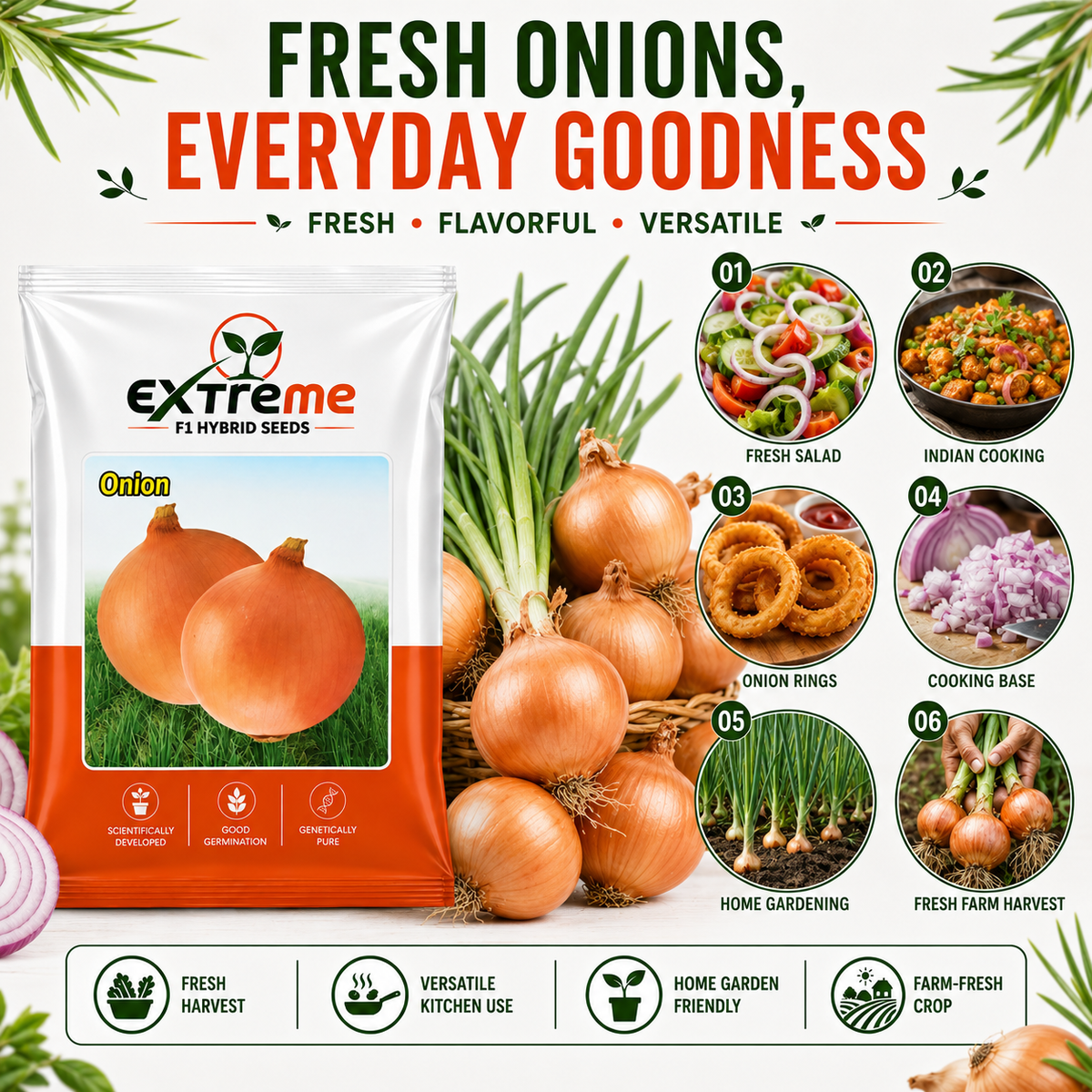 Extreme F1 Hybrid Copper Onion Seeds 10 GM | Premium Onion Vegetable Seeds | Pyaz Seeds for Home Garden, Kitchen Garden, Terrace Garden, Pots, Grow Bags & Outdoor Farming