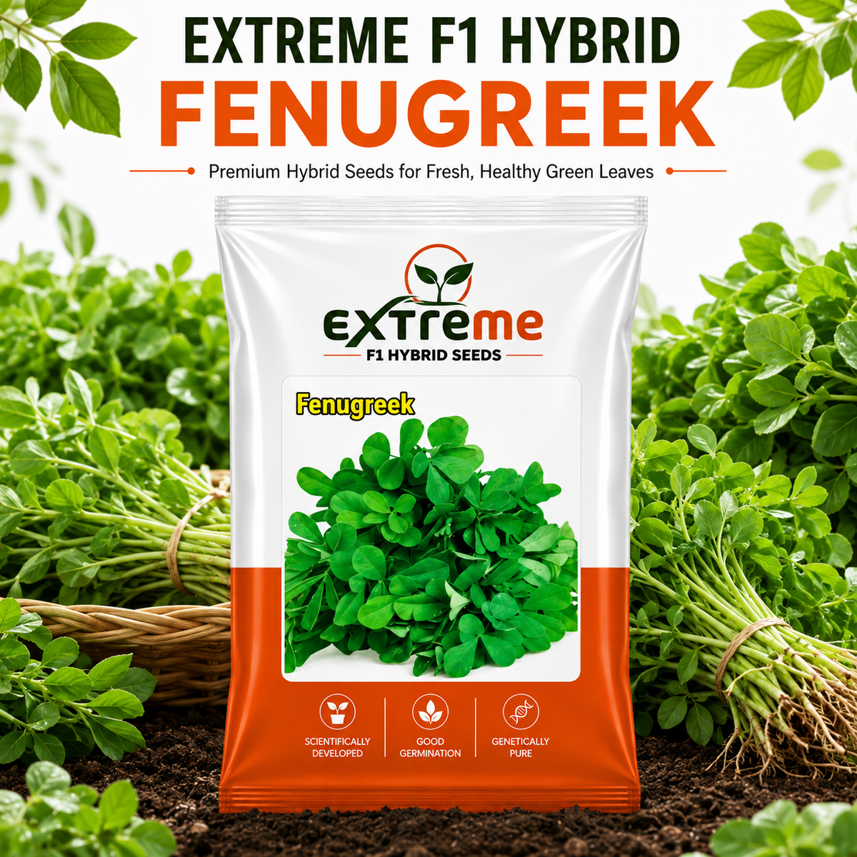 EXTREME Fenugreek Seeds 15GM | Metha Seeds for Home Garden & Kitchen Garden | Easy to Grow Green Leafy Vegetable Seeds