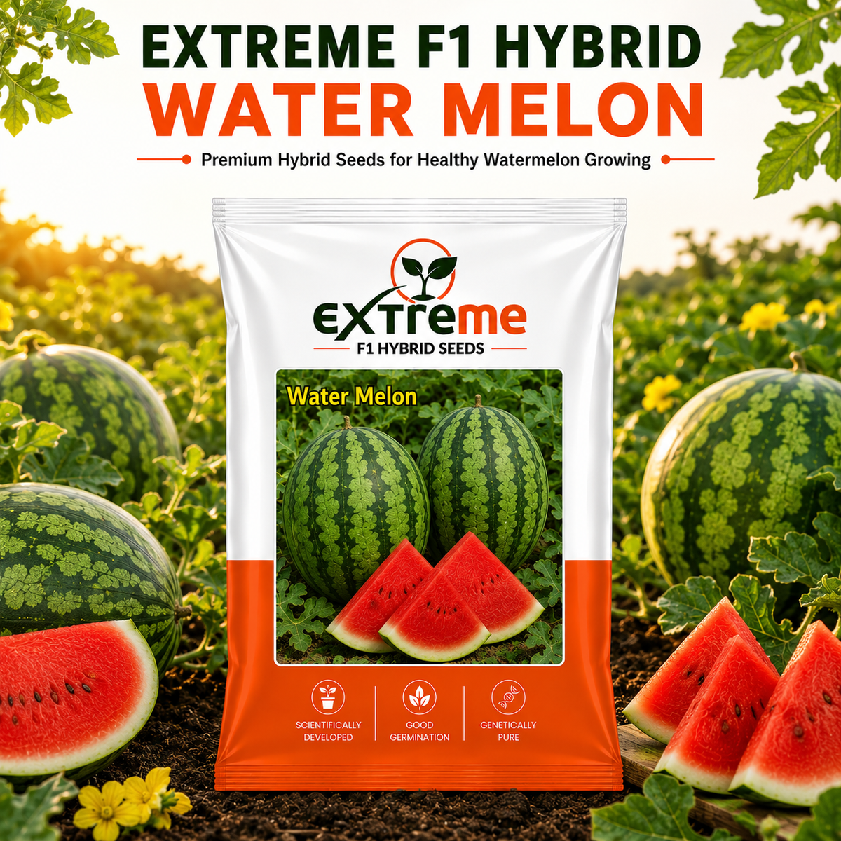 EXTREME F1 Hybrid Watermelon Seeds for Home Garden & Outdoor Farming | Tarbooz Seeds for Kitchen Garden, Terrace Garden & Fresh Fruit Growing | 20 Seeds