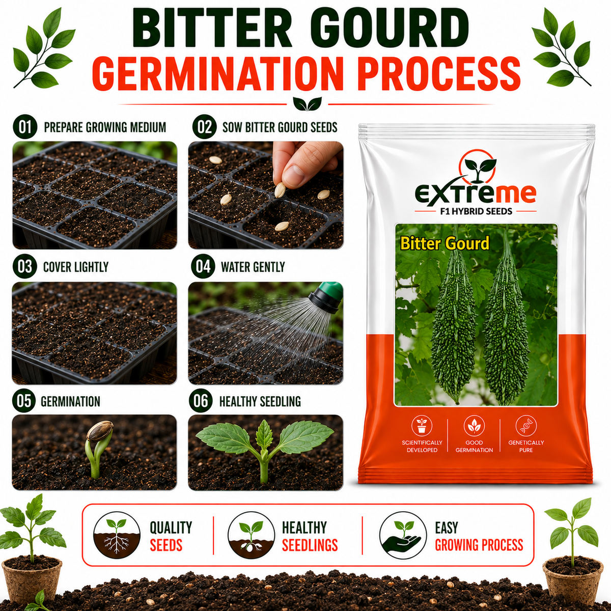 Extreme F1 Hybrid Bitter Gourd Seeds 10 GM | Karela Seeds for Planting | Bitter Melon Vegetable Seeds for Home, Kitchen, Terrace Garden & Outdoor Farming