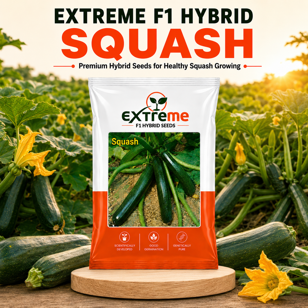 EXTREME F1 Hybrid Zucchini Seeds for Home Garden, Kitchen Garden, Terrace Garden & Outdoor Growing | Premium Zucchini Seeds for Fresh Vegetable Cultivation | 5 GM Pack