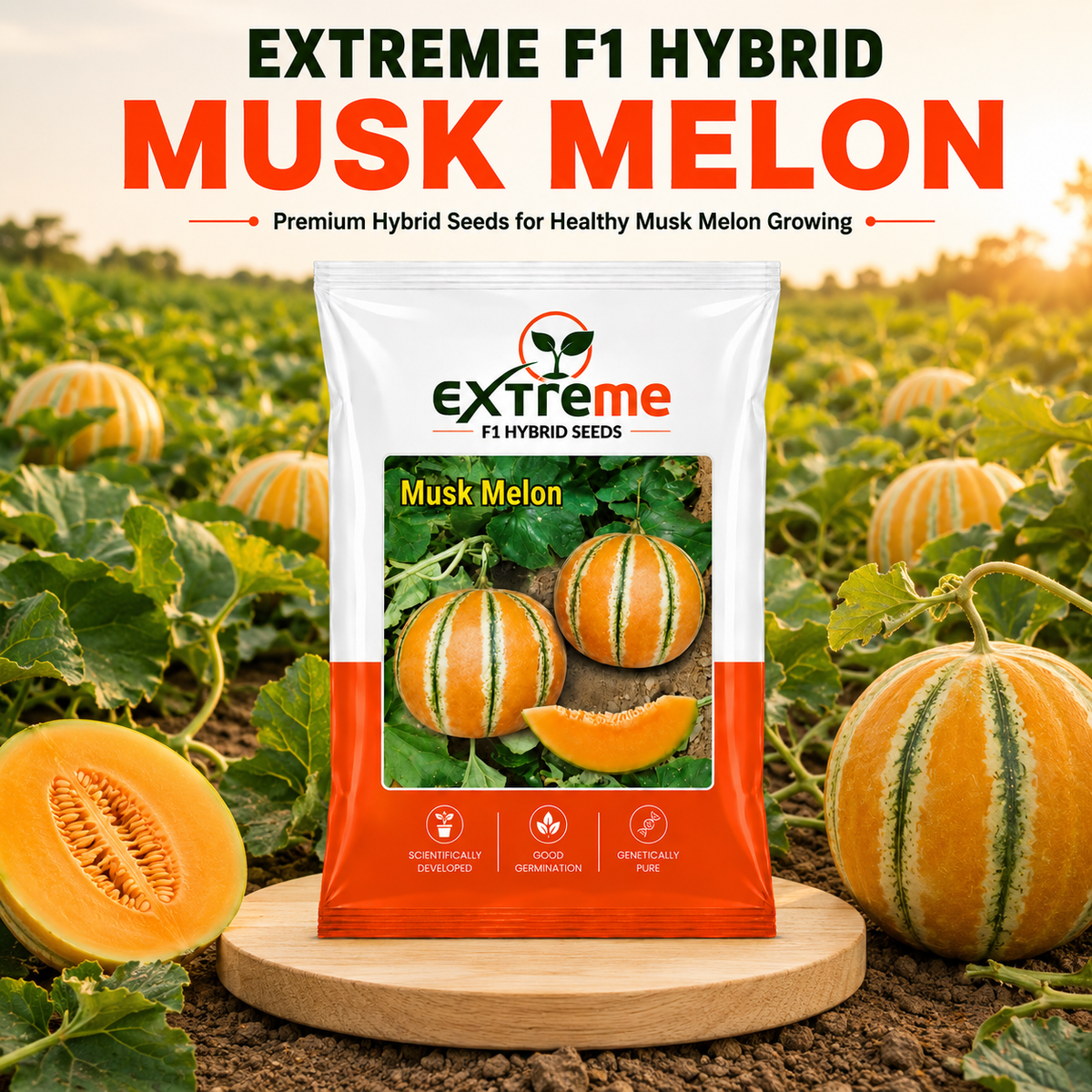 EXTREME Desi Kajri Musk Melon Seeds 2GM | Kajri Kharbooja for Home Garden, Kitchen Garden, Pots & Grow Bags | Fruit Crop Seeds