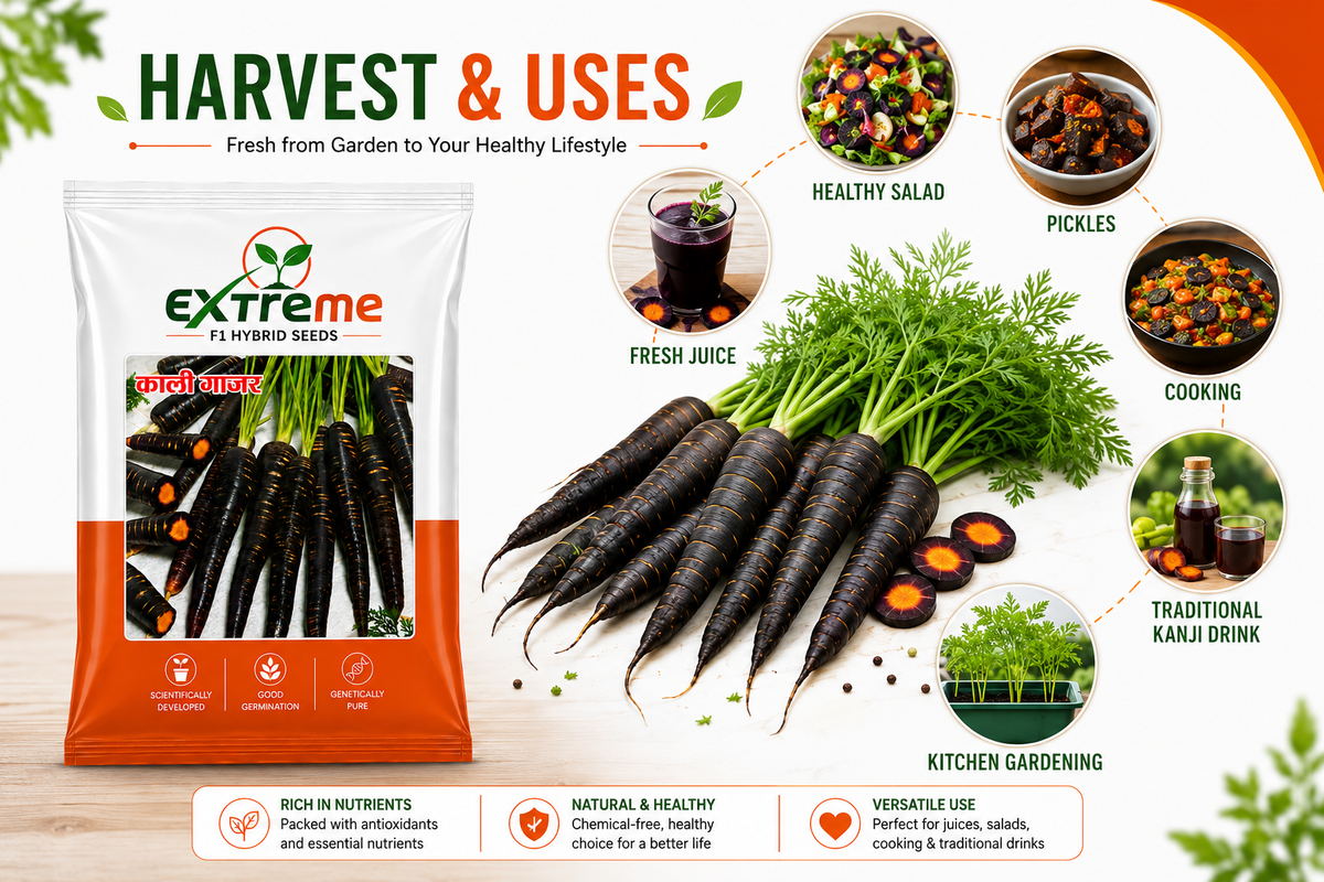 Extreme F1 Hybrid Black Carrot (Kali Gajar) Seeds 5g | High Germination Vegetable Seeds for Kitchen Garden, Home Garden & Farm | Sweet, Nutritious, Deep Purple Carrot Seeds