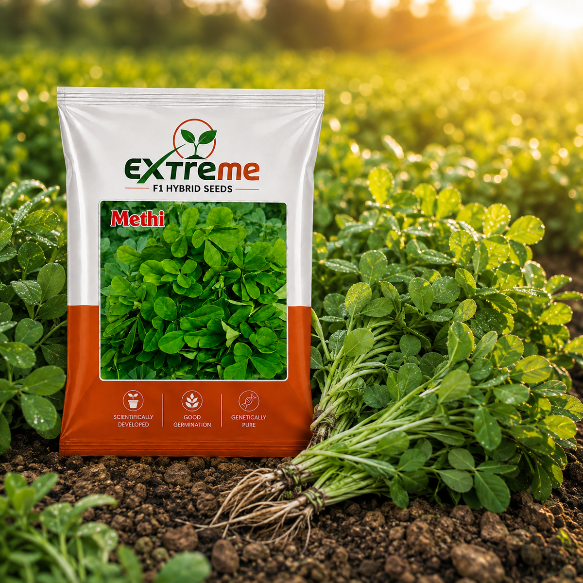 Extreme F1 Hybrid Methi (Fenugreek) Seeds 12g | Good Germination Vegetable Seeds for Kitchen Garden, Home Garden & Farm | Fresh Methi Seeds