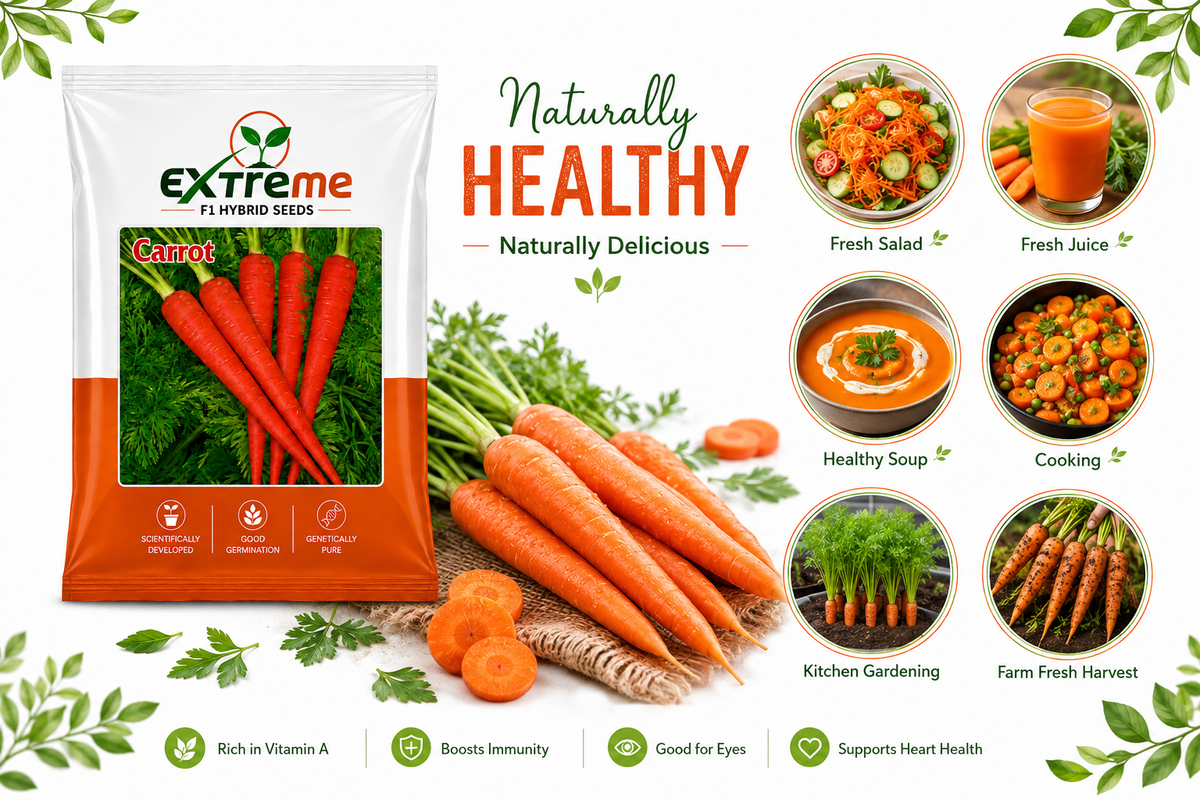 Extreme F1 Hybrid Carrot Seeds 10g | Good Germination Orange Carrot Vegetable Seeds | Gajar Seeds for Kitchen Garden, Home Garden & Farm