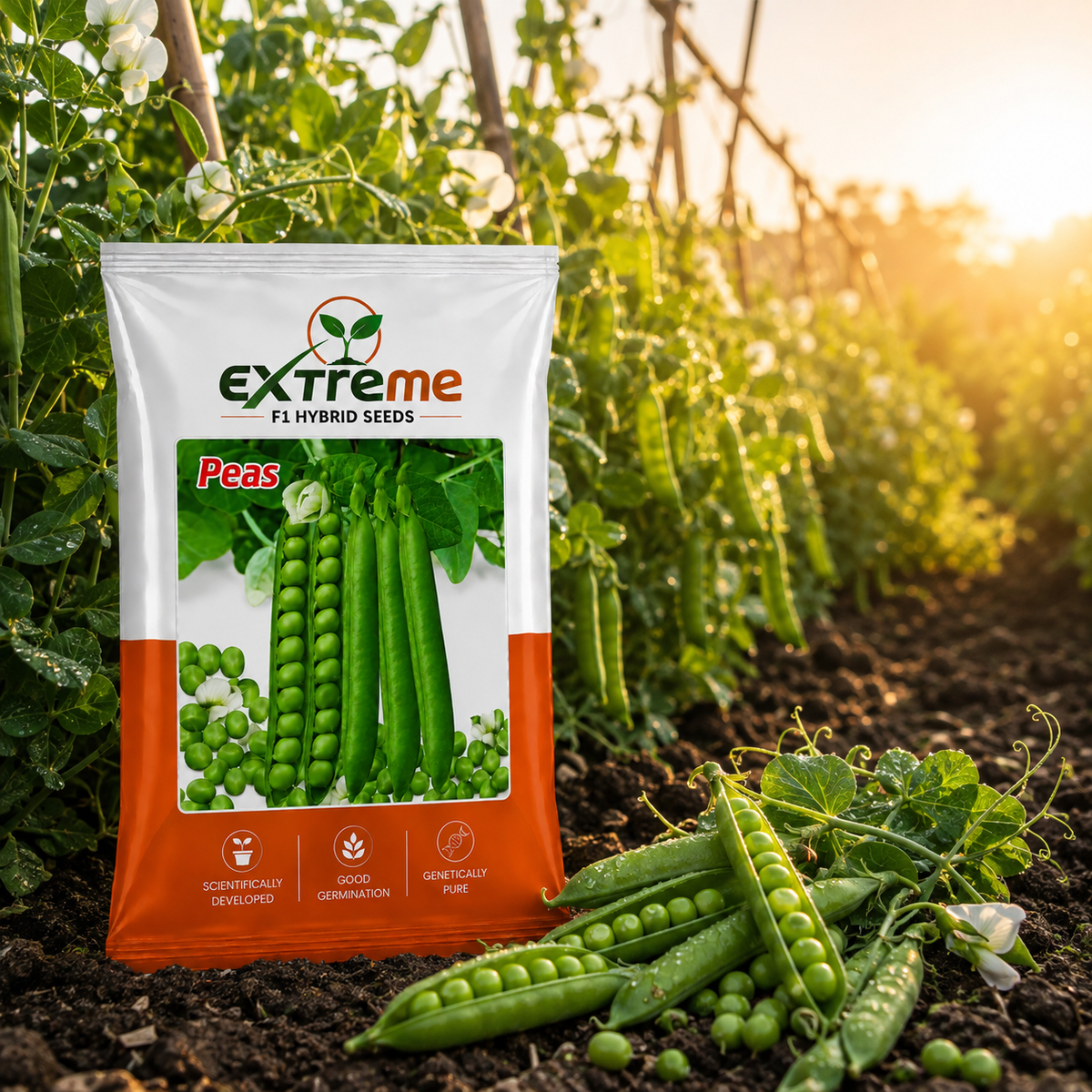 Extreme F1 Hybrid Peas (Matar) Seeds 20g | Good Germination Green Peas Vegetable Seeds for Kitchen Garden, Home Garden & Farm
