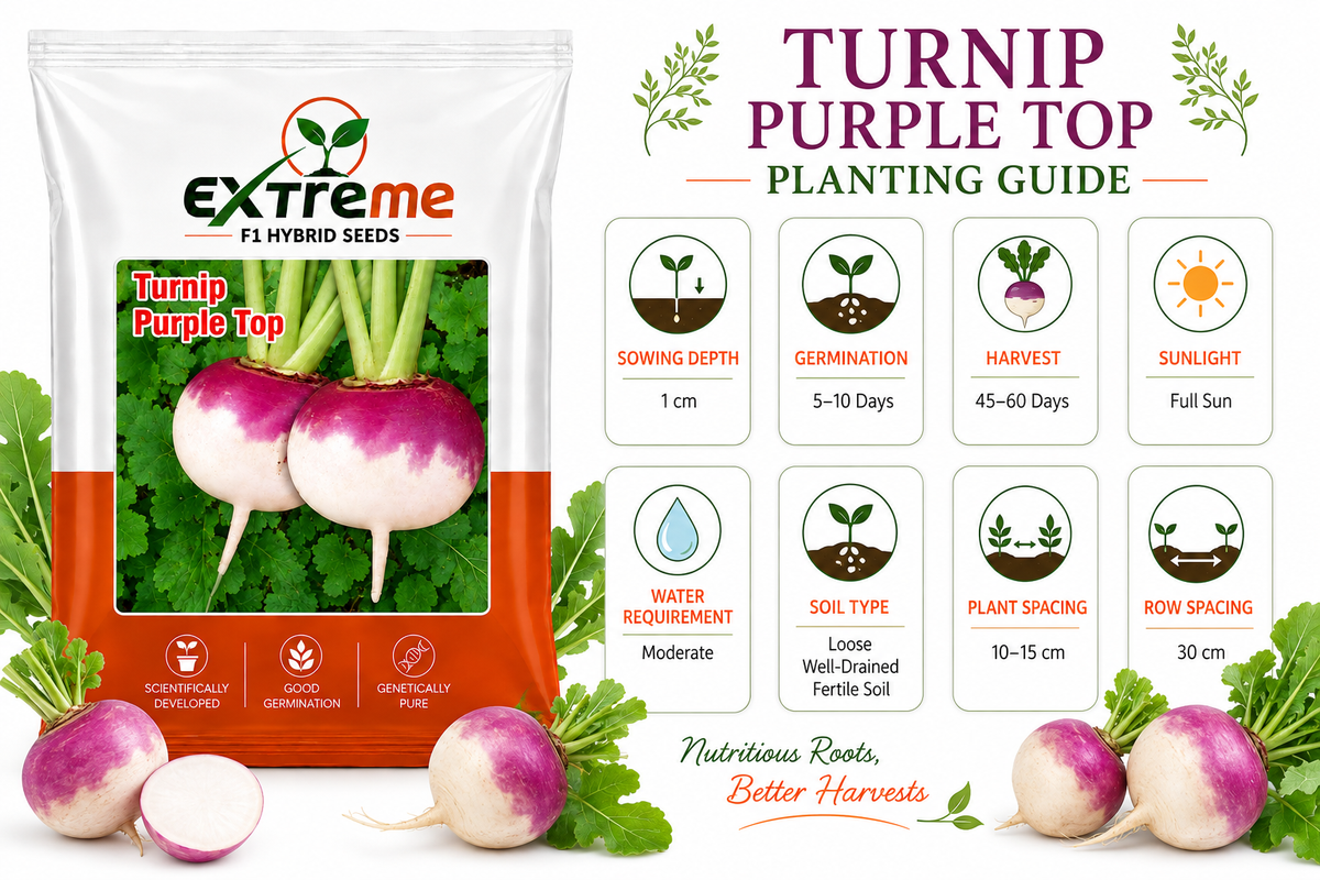 Extreme F1 Hybrid Turnip Purple Top (SHALGAM) Seeds 10g | Good Germination Vegetable Seeds | Shalgam Seeds for Kitchen Garden, Home Garden & Farm