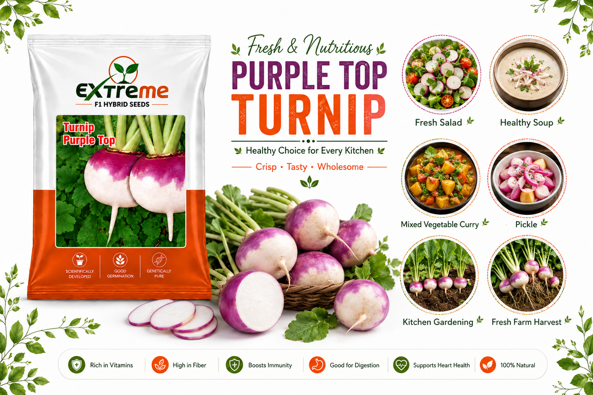 Extreme F1 Hybrid Turnip Purple Top (SHALGAM) Seeds 10g | Good Germination Vegetable Seeds | Shalgam Seeds for Kitchen Garden, Home Garden & Farm