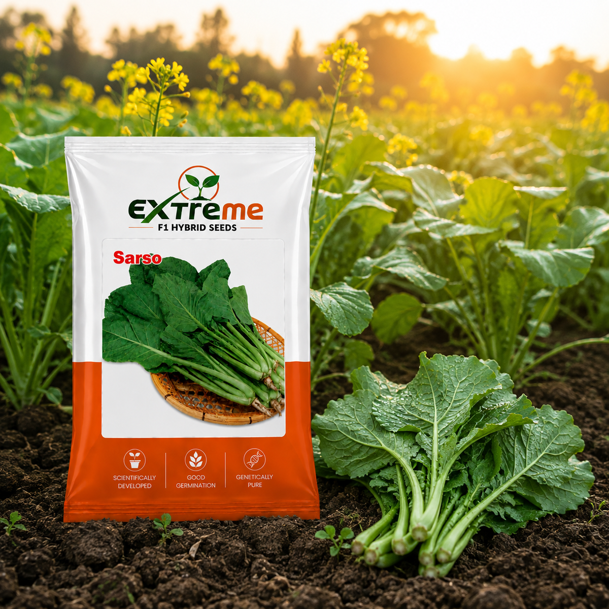 Extreme F1 Hybrid Sarso Seeds 10g | Mustard Seeds for Vegetable & Leafy Green Farming | Sarson for Kitchen Garden, Home Garden & Farm
