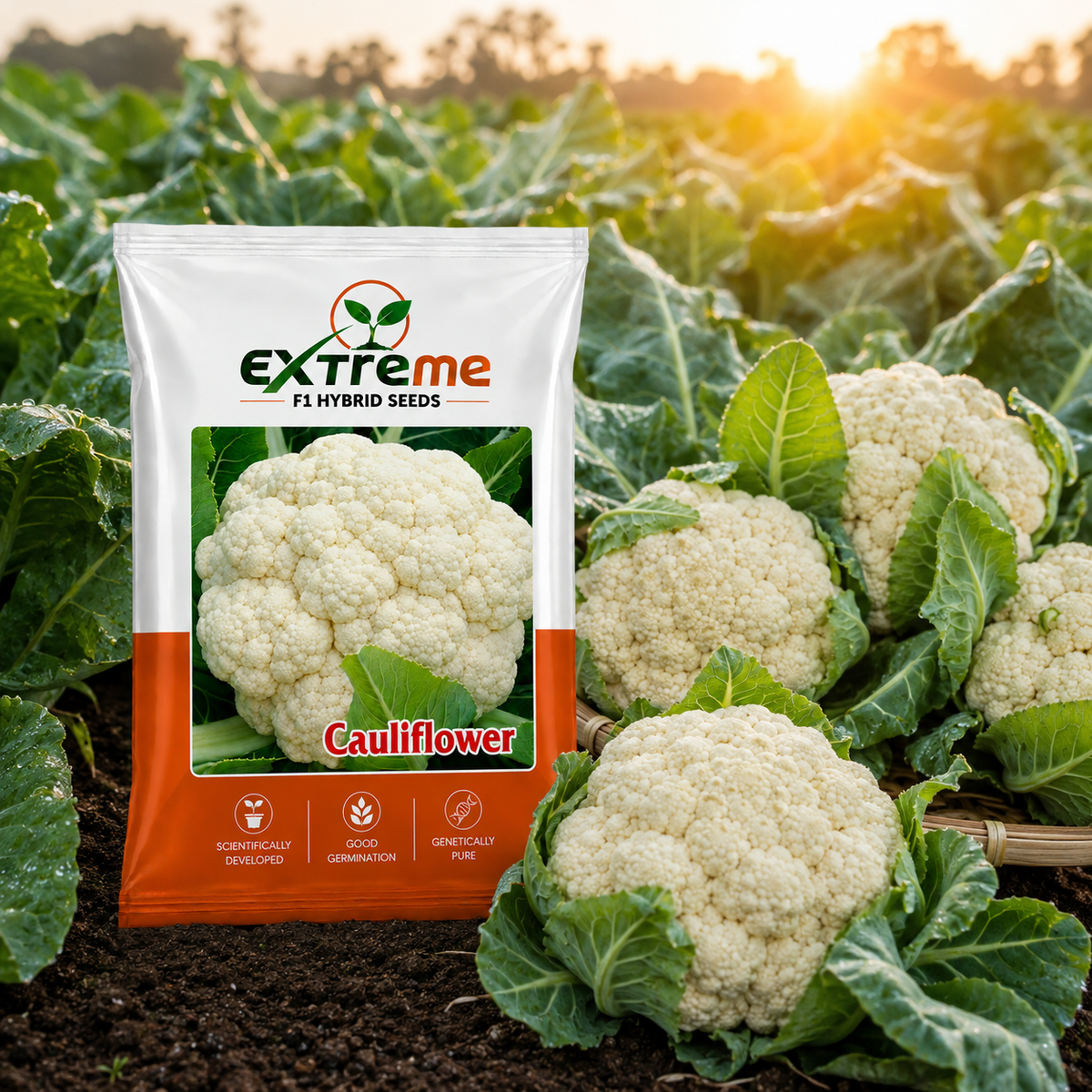 Extreme F1 Hybrid Cauliflower (Gobhi) Seeds 1g (1000mg) | Good Germination Vegetable Seeds for Kitchen Garden, Home Garden & Farm | Fresh White Cauliflower Seeds