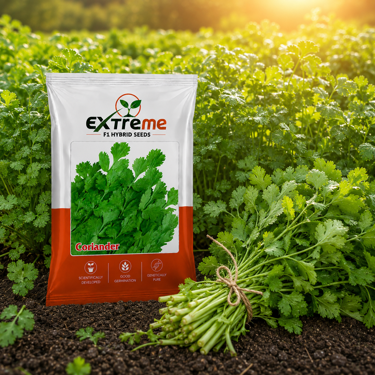 Extreme F1 Hybrid Coriander (Dhaniya) Seeds 10g | Good Germination Vegetable Seeds for Kitchen Garden, Home Garden & Farm | Green Coriander Seeds