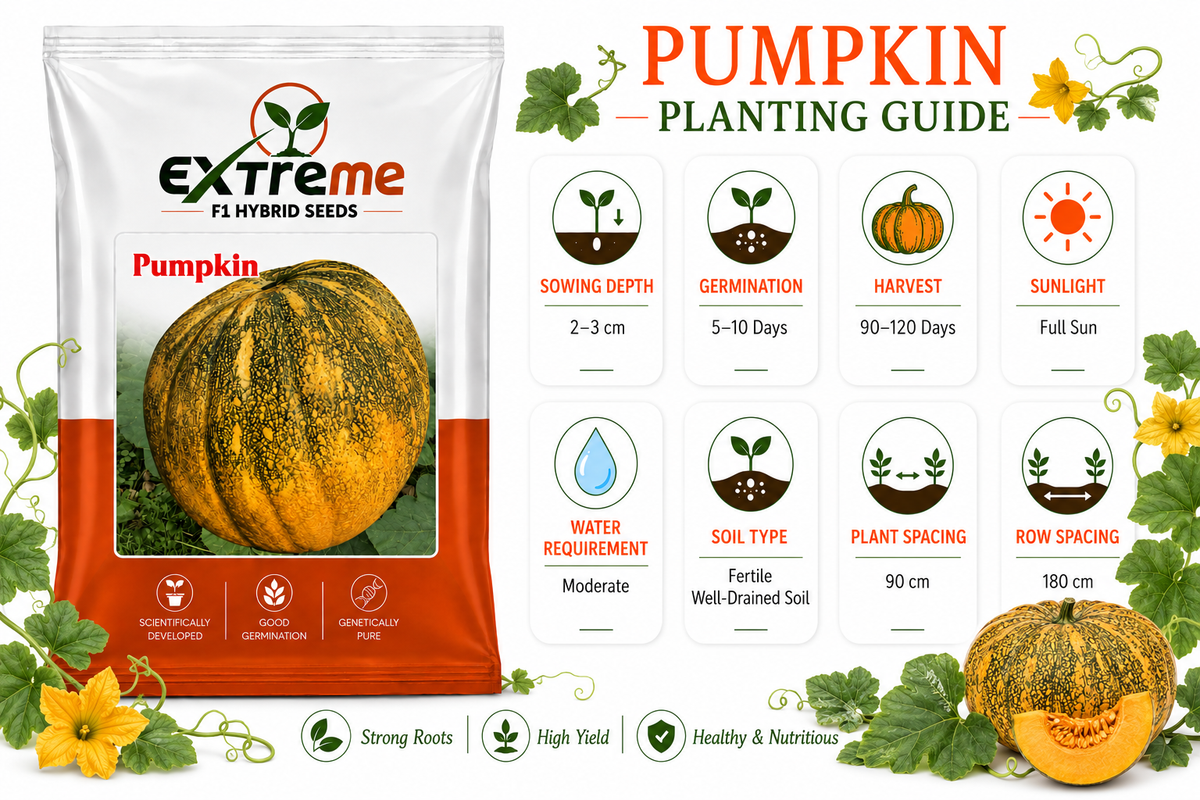 Extreme F1 Hybrid Pumpkin Seeds 5g | Good Germination Vegetable Seeds for Kitchen Garden, Home Garden & Farm | Pumpkin Seeds for Growing