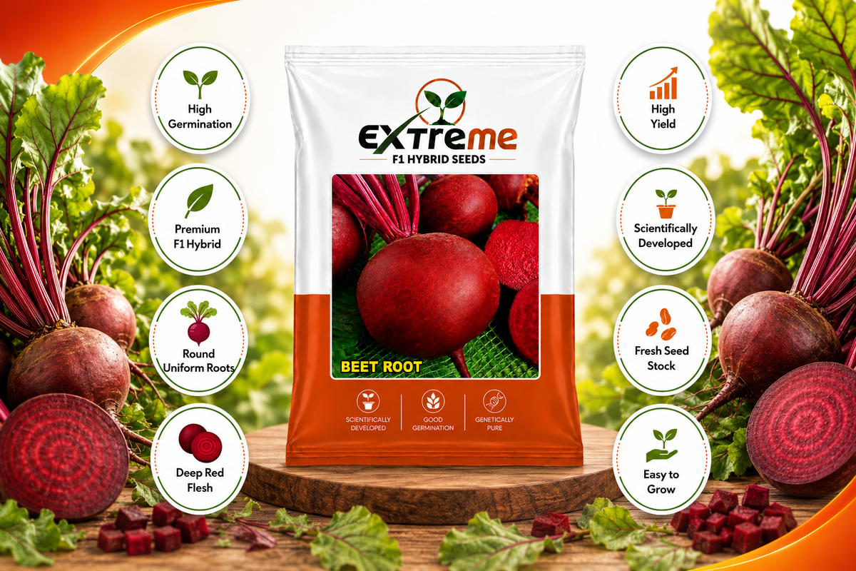 Extreme F1 Hybrid Beet Root (Chukandar) Seeds 5g | High Germination Vegetable Seeds for Kitchen Garden, Home Garden & Farm | Red, Nutritious, Round Beetroot Seeds