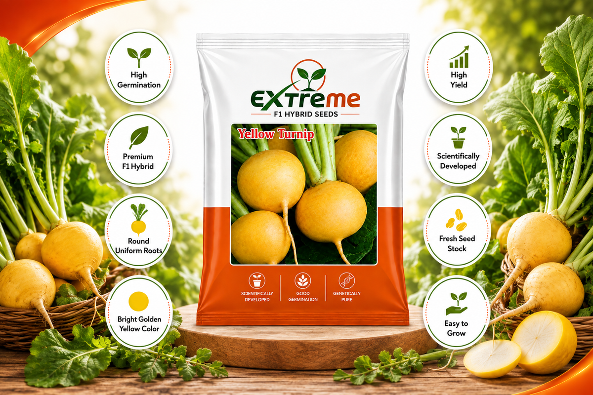 Extreme F1 Hybrid Yellow Turnip Seeds 10g | Yellow Turnip Beej | Vegetable Seeds for Kitchen Garden, Home Garden, Terrace Garden & Farming