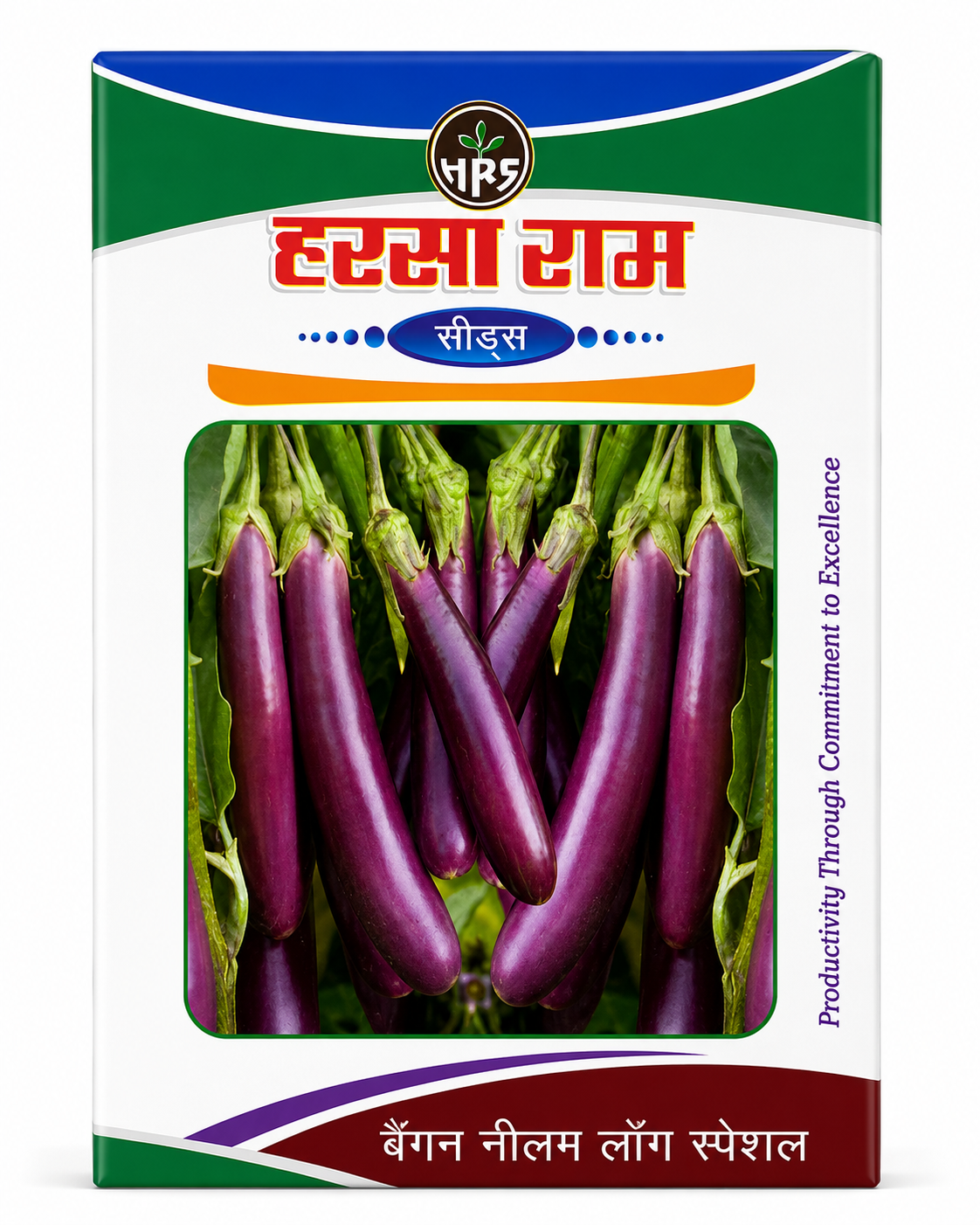 HRS Harsa Ram Brinjal  Neelam Long Special Seeds | High Yield Long Purple Brinjal Seeds for Outdoor Farming & Kitchen Garden