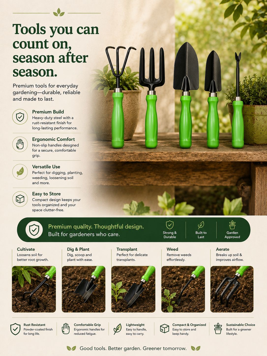 Premium 5-in-1 Gardening Hand Tools Kit for Digging, Weeding, Planting & Cultivating 🌱