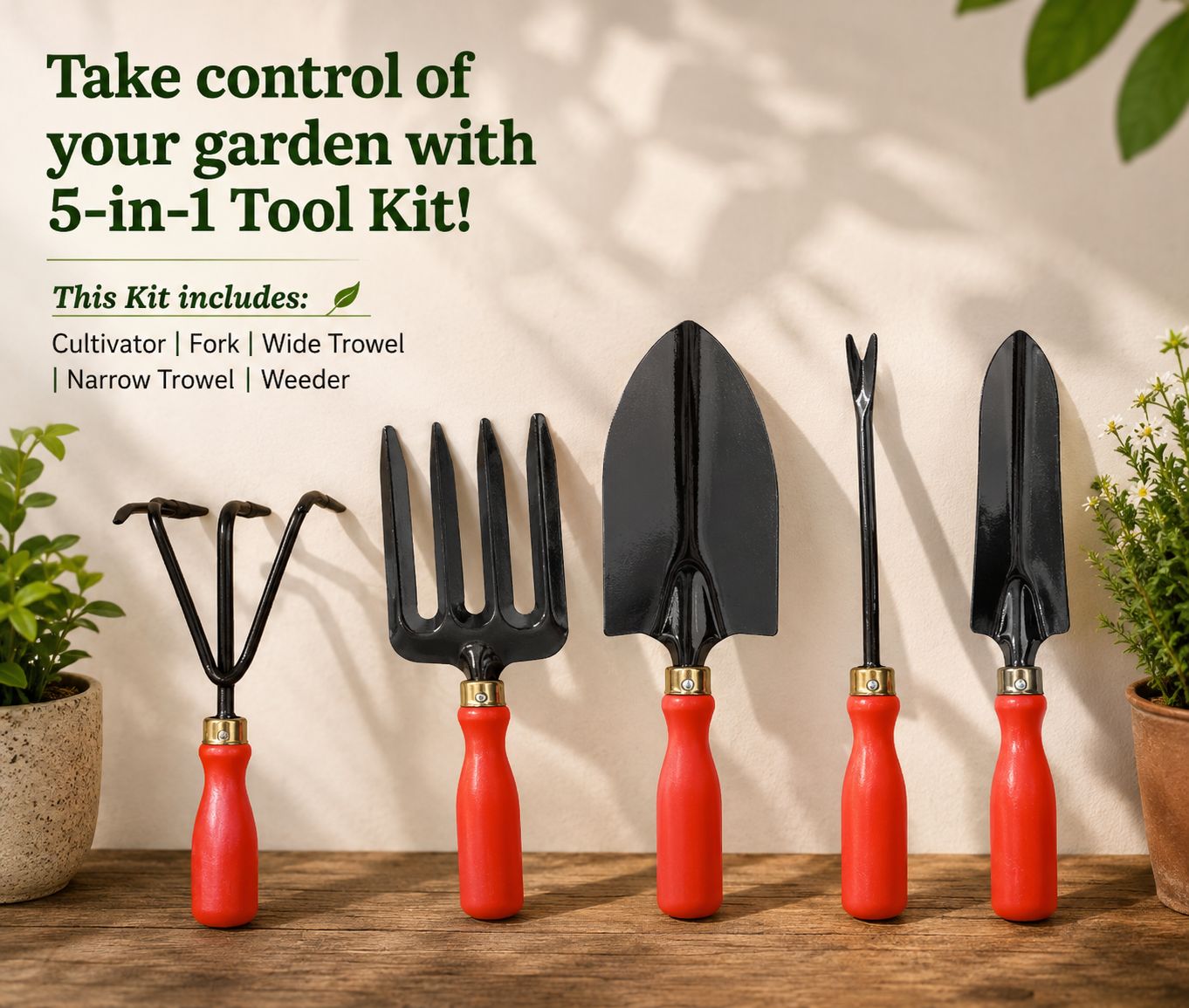 Premium 5-Piece Gardening Hand Tools Set for Digging, Weeding, Planting & Cultivating 🌱